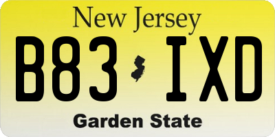 NJ license plate B83IXD