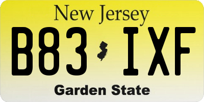 NJ license plate B83IXF