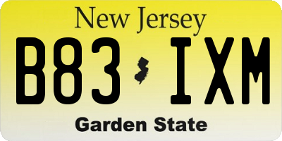NJ license plate B83IXM
