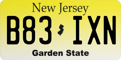NJ license plate B83IXN