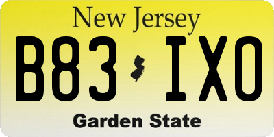 NJ license plate B83IXO