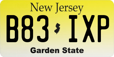 NJ license plate B83IXP