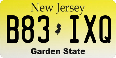 NJ license plate B83IXQ