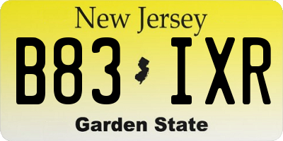 NJ license plate B83IXR