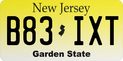 NJ license plate B83IXT