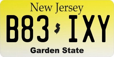 NJ license plate B83IXY