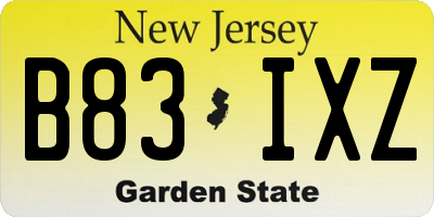NJ license plate B83IXZ