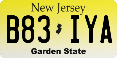 NJ license plate B83IYA