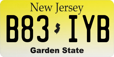 NJ license plate B83IYB