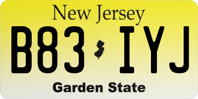 NJ license plate B83IYJ