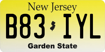 NJ license plate B83IYL