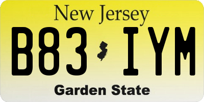 NJ license plate B83IYM