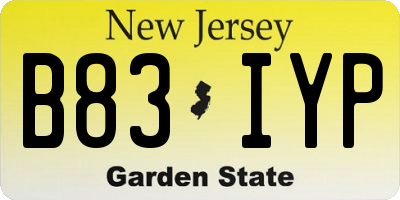 NJ license plate B83IYP