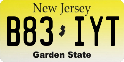 NJ license plate B83IYT