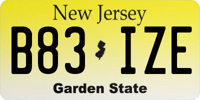 NJ license plate B83IZE