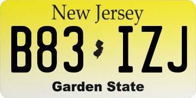 NJ license plate B83IZJ
