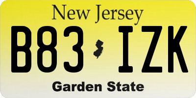 NJ license plate B83IZK