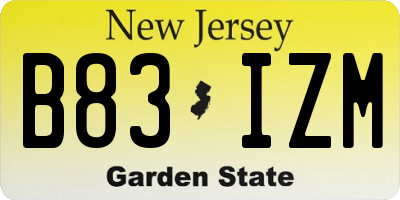 NJ license plate B83IZM
