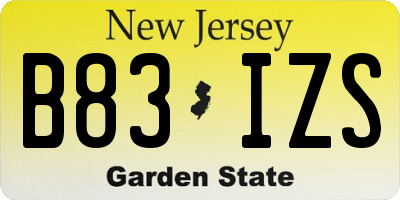NJ license plate B83IZS