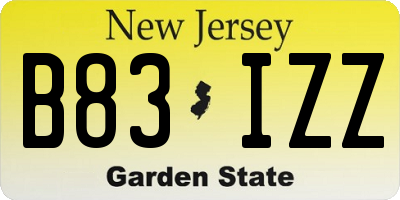 NJ license plate B83IZZ