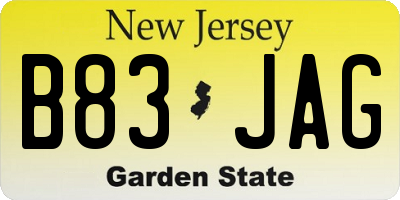 NJ license plate B83JAG