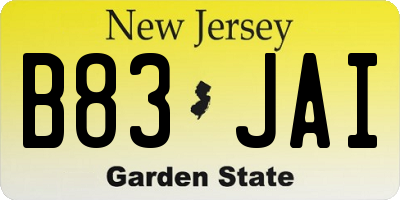 NJ license plate B83JAI