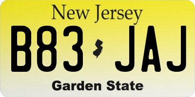 NJ license plate B83JAJ