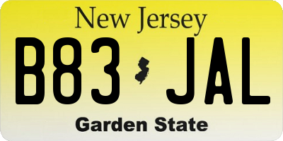 NJ license plate B83JAL