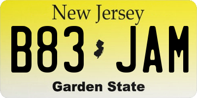 NJ license plate B83JAM