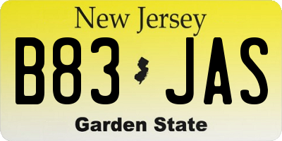 NJ license plate B83JAS