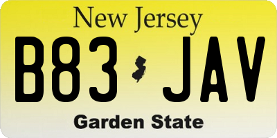 NJ license plate B83JAV