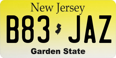 NJ license plate B83JAZ