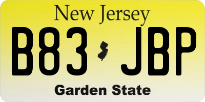 NJ license plate B83JBP