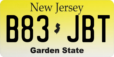 NJ license plate B83JBT