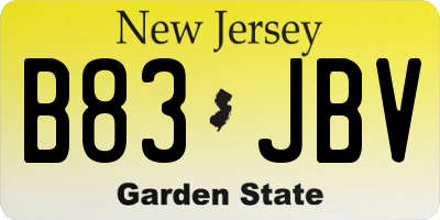 NJ license plate B83JBV