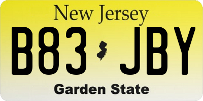 NJ license plate B83JBY