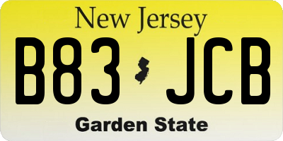 NJ license plate B83JCB