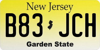 NJ license plate B83JCH