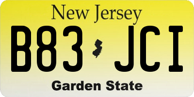 NJ license plate B83JCI