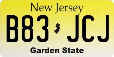NJ license plate B83JCJ