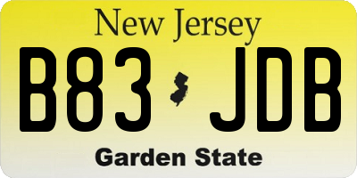 NJ license plate B83JDB