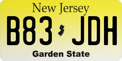 NJ license plate B83JDH