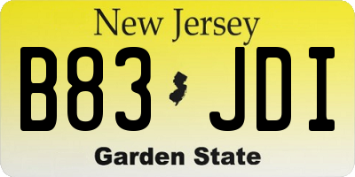 NJ license plate B83JDI