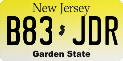 NJ license plate B83JDR