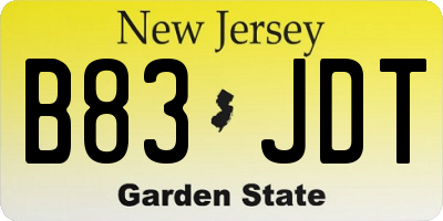 NJ license plate B83JDT