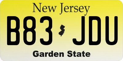 NJ license plate B83JDU