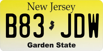 NJ license plate B83JDW