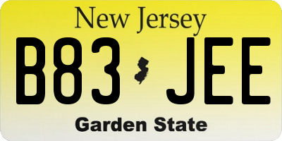 NJ license plate B83JEE