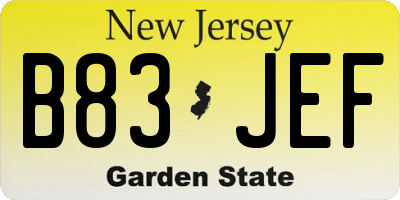 NJ license plate B83JEF