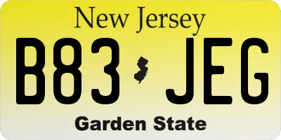 NJ license plate B83JEG